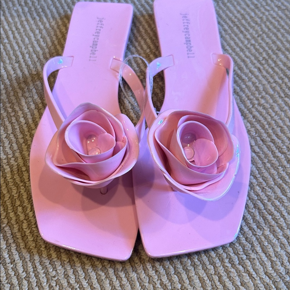 NWT Jeffrey Campbell Pink Floral bow jelly flip flop Sandals size 8/8.5 - Picture 7 of 10